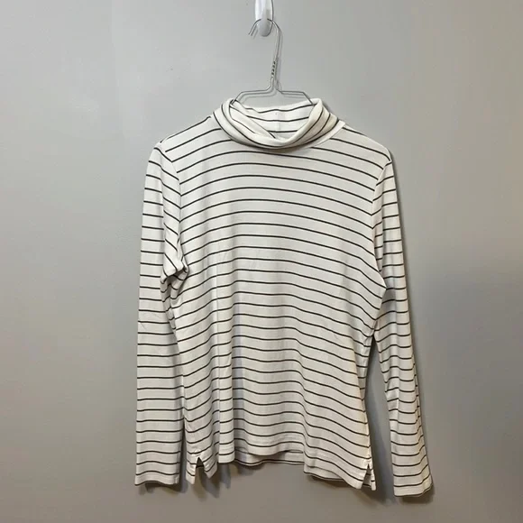 Lands' End Sweaters Lands End White And Brown Striped